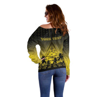Personalised Palau Independence Day Off Shoulder Sweater Palauan Tattoo Pattern - Polynesian Pride