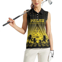 Personalised Palau Independence Day Women Sleeveless Polo Shirt Palauan Tattoo Pattern - Polynesian Pride