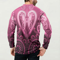 Aotearoa Breast Cancer Button Sweatshirt Maori Tribal Pattern LT05 - Polynesian Pride