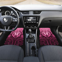 Aotearoa Breast Cancer Car Mats Maori Tribal Pattern LT05 Set 2pcs - Front Pink - Polynesian Pride