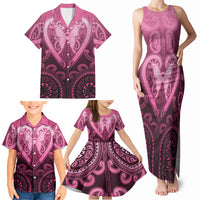 Aotearoa Breast Cancer Family Matching Tank Maxi Dress and Hawaiian Shirt Maori Tribal Pattern LT05 - Polynesian Pride