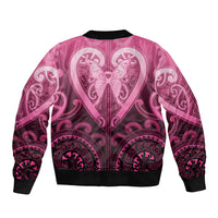 Aotearoa Breast Cancer Sleeve Zip Bomber Jacket Maori Tribal Pattern LT05 - Polynesian Pride