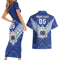 Toa Samoa Rugby Custom Couples Matching Short Sleeve Bodycon Dress and Hawaiian Shirt Samoan Pride With Tribal Pattern - Polynesian Pride