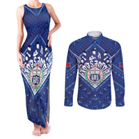 Toa Samoa Rugby Custom Couples Matching Tank Maxi Dress and Long Sleeve Button Shirt Samoan Pride With Tribal Pattern - Polynesian Pride