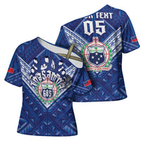 Toa Samoa Rugby Custom Cross Shoulder Shirt Samoan Pride With Tribal Pattern - Polynesian Pride