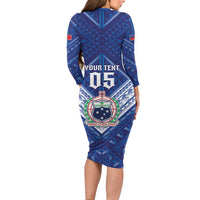 Toa Samoa Rugby Custom Family Matching Long Sleeve Bodycon Dress and Hawaiian Shirt Samoan Pride With Tribal Pattern - Polynesian Pride