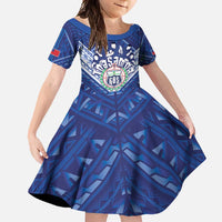 Toa Samoa Rugby Custom Family Matching Short Sleeve Bodycon Dress and Hawaiian Shirt Samoan Pride With Tribal Pattern - Polynesian Pride