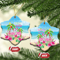 Hawaii Christmas Ceramic Ornament Deck The Palms Holiday Flamingos