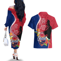 Guam Martin Luther King Jr Day Couples Matching Off The Shoulder Long Sleeve Dress and Hawaiian Shirt LT05 - Polynesian Pride