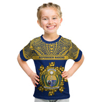 Personalised Repubrikin Naoero Independence Day Kid T Shirt Tamanu With Coat Of Arms LT05 Yellow - Polynesian Pride