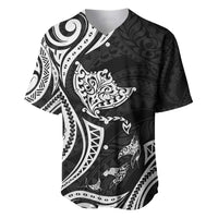 Hawaii Manta Ray Baseball Jersey Polynesian Art Tattoo LT05 Black - Polynesian Pride