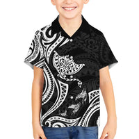 Hawaii Manta Ray Family Matching Off Shoulder Short Dress and Hawaiian Shirt Polynesian Art Tattoo