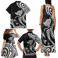 Hawaii Manta Ray Family Matching Tank Maxi Dress and Hawaiian Shirt Polynesian Art Tattoo