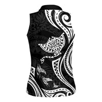 Hawaii Manta Ray Women Sleeveless Polo Shirt Polynesian Art Tattoo LT05 - Polynesian Pride