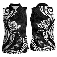 Hawaii Manta Ray Women Sleeveless Polo Shirt Polynesian Art Tattoo LT05 - Polynesian Pride