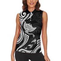 Hawaii Manta Ray Women Sleeveless Polo Shirt Polynesian Art Tattoo LT05 - Polynesian Pride