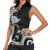 Hawaii Manta Ray Women Sleeveless Polo Shirt Polynesian Art Tattoo LT05 - Polynesian Pride