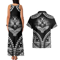 Hawaiian Hawk Couples Matching Tank Maxi Dress and Hawaiian Shirt Polynesian Pattern Style