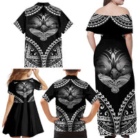 Hawaiian Hawk Family Matching Off Shoulder Maxi Dress and Hawaiian Shirt Polynesian Pattern Style