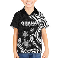 Hawaii Ohana Means Family Family Matching Long Sleeve Bodycon Dress and Hawaiian Shirt Sea Turtle Polynesian Style