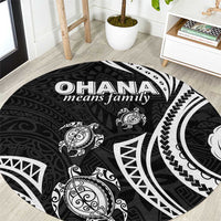 Hawaii Ohana Means Family Round Carpet Sea Turtle Polynesian Style LT05 Black - Polynesian Pride