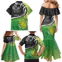 Custom New Zealand Cook Islands Family Matching Mermaid Dress and Hawaiian Shirt Maori Tiki With Circle Stars Turtle - Polynesian Pride