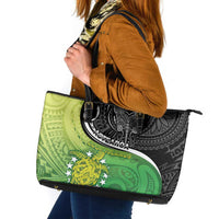 New Zealand Cook Islands Leather Tote Bag Maori Tiki With Circle Stars Turtle LT05 Multicolor - Polynesian Pride
