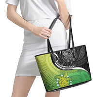 New Zealand Cook Islands Leather Tote Bag Maori Tiki With Circle Stars Turtle LT05 - Polynesian Pride