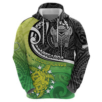 Personalised New Zealand Cook Islands Zip Hoodie Maori Tiki With Circle Stars Turtle LT05 - Polynesian Pride