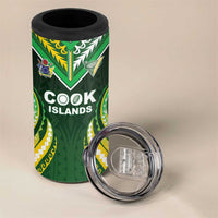 Custom Cook Islands Rugby 4 in 1 Can Cooler Tumbler Unique Style Green Version LT05 - Polynesian Pride