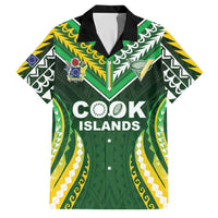 Custom Cook Islands Rugby Family Matching Off The Shoulder Long Sleeve Dress and Hawaiian Shirt Unique Style Green Version - Polynesian Pride