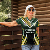 Custom Cook Islands Rugby Women Polo Shirt Unique Style Black Version - Polynesian Pride