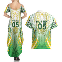 Custom Cook Islands Rugby Couples Matching Summer Maxi Dress and Hawaiian Shirt Unique Style White Version - Polynesian Pride
