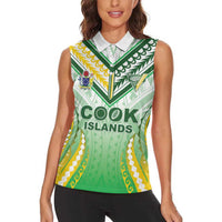 Custom Cook Islands Rugby Women Sleeveless Polo Shirt Unique Style White Version LT05 - Polynesian Pride