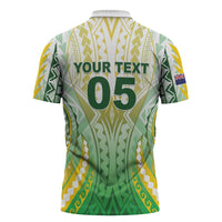Custom Cook Islands Rugby Zipper Polo Shirt Unique Style White Version - Polynesian Pride