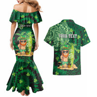Personalised Hawaii St.Patrick Day Couples Matching Mermaid Dress and Hawaiian Shirt Surfing Leprechaun LT05 - Polynesian Pride
