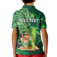 Personalised Hawaii St.Patrick Day Kid Polo Shirt Surfing Leprechaun LT05 - Polynesian Pride