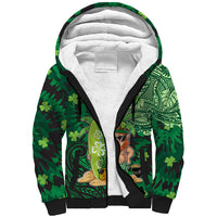Personalised Hawaii St.Patrick Day Sherpa Hoodie Surfing Leprechaun LT05 Unisex Green - Polynesian Pride
