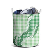 Green Hawaii Palaka Laundry Basket Hawaiian Honohono Lei