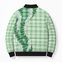 Green Hawaii Palaka Bomber Puffer Jacket Hawaiian Honohono Lei LT05 - Polynesian Pride