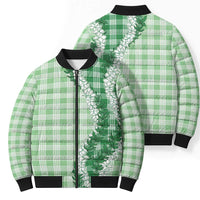 Green Hawaii Palaka Bomber Puffer Jacket Hawaiian Honohono Lei LT05 - Polynesian Pride