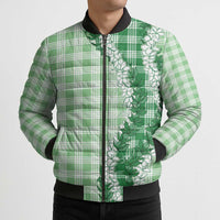 Green Hawaii Palaka Bomber Puffer Jacket Hawaiian Honohono Lei LT05 - Polynesian Pride