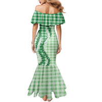 Green Hawaii Palaka Family Matching Mermaid Dress and Hawaiian Shirt Hawaiian Honohono Lei
