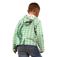 Green Hawaii Palaka Kid Hoodie Hawaiian Honohono Lei