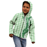 Green Hawaii Palaka Kid Hoodie Hawaiian Honohono Lei