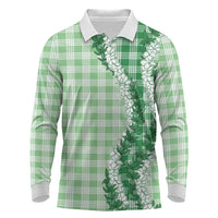 Green Hawaii Palaka Long Sleeve Polo Shirt Hawaiian Honohono Lei LT05 Green - Polynesian Pride