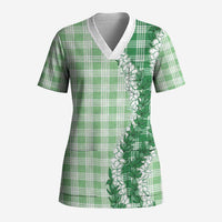 Green Hawaii Palaka Scrub Top Hawaiian Honohono Lei LT05 Adult Green - Polynesian Pride