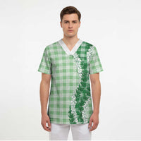 Green Hawaii Palaka Scrub Top Hawaiian Honohono Lei LT05 - Polynesian Pride