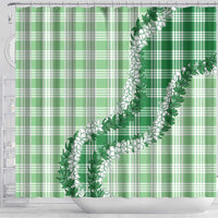 Green Hawaii Palaka Shower Curtain Hawaiian Honohono Lei