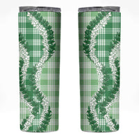 Green Hawaii Palaka Skinny Tumbler Hawaiian Honohono Lei